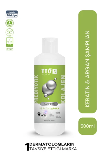 TTO X Keratin Ve Argan Özlü Saç Şampuanı Kolajen ve Prebiyotik 500ml ürün görseli 1