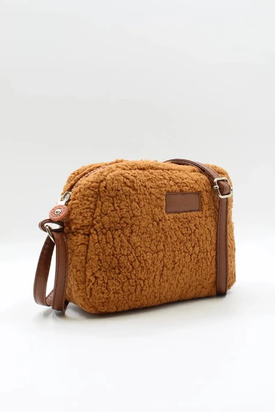 NOTHING Kadın Taba Kürklü Peluş Mini Urban Çapraz Omuz Çanta ürün görseli 1