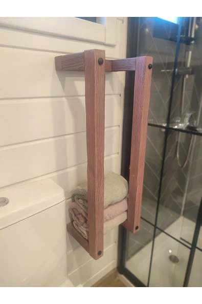 Masif Ahşap Eskitme Boyalı Banyo Havlu Askısı (2 li Set) ürün görseli 1