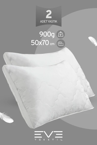 2 Adet Klimax Beyaz Serisi Kılıflı Fermuarlı Klimali Antialerjik Silikon Nano Elyaf Yastık 50x70cm 900 gr ürün görseli 1