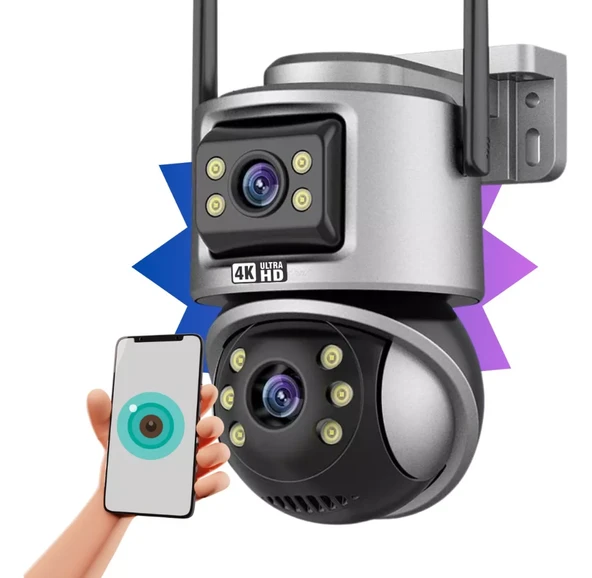 IP WIFI Kablosuz Kamera Dış Mekan CCTV PTZ Akıllı Ev Güvenlik IR Kamera Çift Lens HD ürün görseli 1