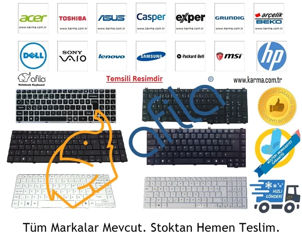 Dell inspiron 1564, 1764, 016P7K, 0RXRX7, 0XHKKF Notebook Klavyesi Siyah, Yabancı Dil ürün görseli 1
