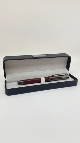 Elegance Series Midnight Gleam Deri Kutulu Kahverengi Roller İmza Kalemi ürün görseli 1