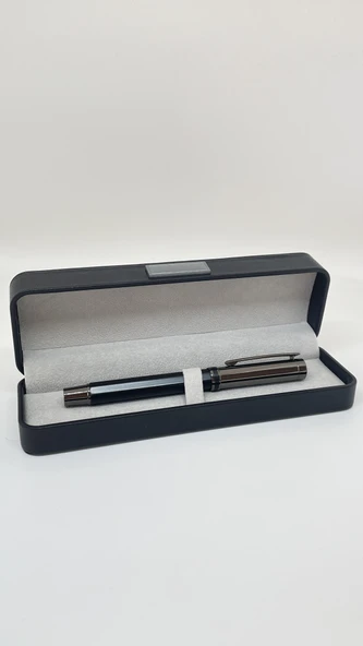 Elegance Series Midnight Gleam Deri Kutulu Siyah Roller İmza Kalemi ürün görseli 1