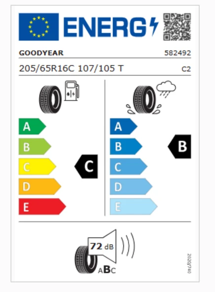 Goodyear Efficientgrip Cargo 2 205/65R16C 107/105T Hafif Ticari Yaz Lastiği (Üretim Yılı: 2025) ürün görseli 1