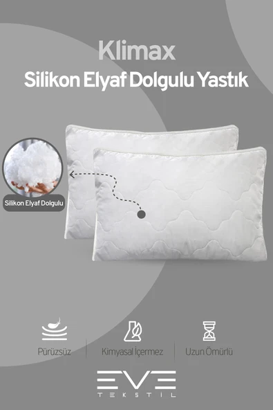 8 Adet Klimax Beyaz Serisi Kılıflı Fermuarlı Klimali Antialerjik Silikon Nano Elyaf Yastık 50x70cm ürün görseli 1