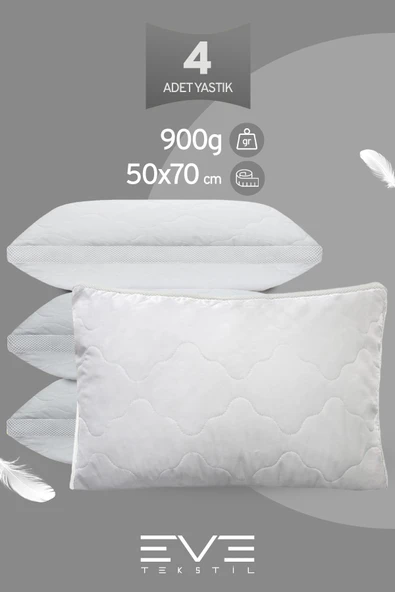 4 Adet Klimax Beyaz Serisi Kılıflı Fermuarlı Klimali Antialerjik Silikon Nano Elyaf Yastık 50x70cm ürün görseli 1