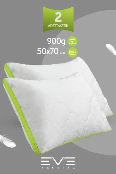 2 Adet Bordo Serisi Kılıflı Fermuarlı Klimali Antialerjik Silikon Nano Elyaf Yastık 50x70cm ürün görseli 1