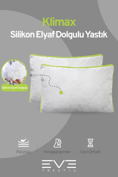 4 Adet Yeşil Serisi Kılıflı Fermuarlı Klimali Antialerjik Silikon Nano Elyaf Yastık 50x70cm ürün görseli 1