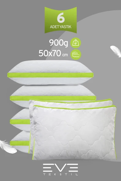 4 Adet Yeşil Serisi Kılıflı Fermuarlı Klimali Antialerjik Silikon Nano Elyaf Yastık 50x70cm ürün görseli 1