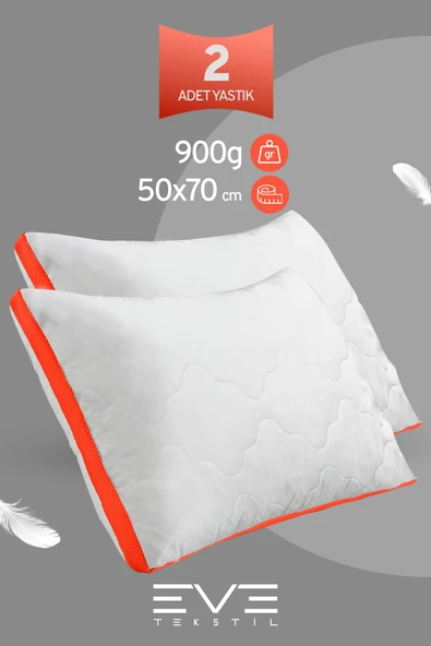2 Adet Pembe Beyaz Serisi Kılıflı Fermuarlı Klimali Antialerjik Silikon Nano Elyaf Yastık 50x70cm ürün görseli 1