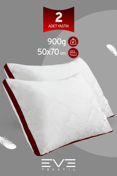 2 Adet Bordo Serisi Kılıflı Fermuarlı Klimali Antialerjik Silikon Nano Elyaf Yastık 50x70cm ürün görseli 1