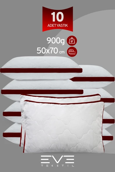 10 Adet Bordo Serisi Kılıflı Fermuarlı Klimali Antialerjik Silikon Nano Elyaf Yastık 50x70cm ürün görseli 1