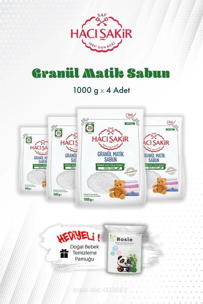 4 Adet 1000 gr Hacı Şakir Granül Matik Çamaşır Deterjanı ve ROSIE ürün görseli 1