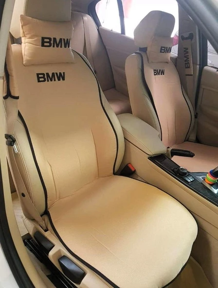 BMW Nakışlı Ön İkili Oto Koltuk Minderi 2 Adet Boyun Yastığı 2 Adet Kemer Pedi ürün görseli 1