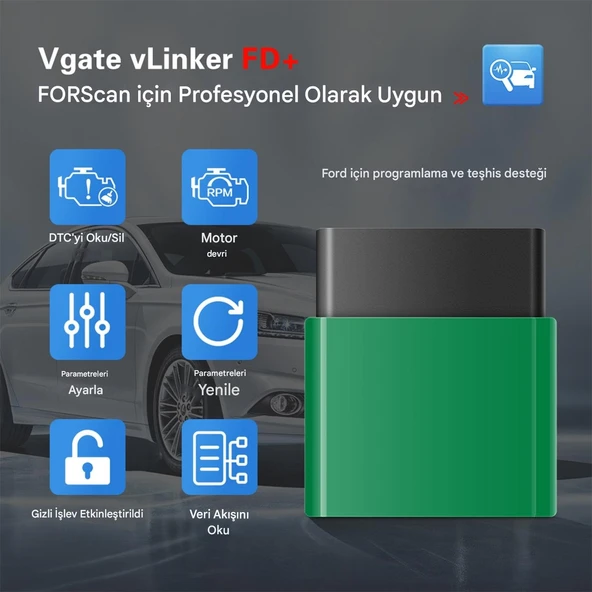 VLinker FD+ OBD2 Araç Teşhis Cihazı BL - Resim 3