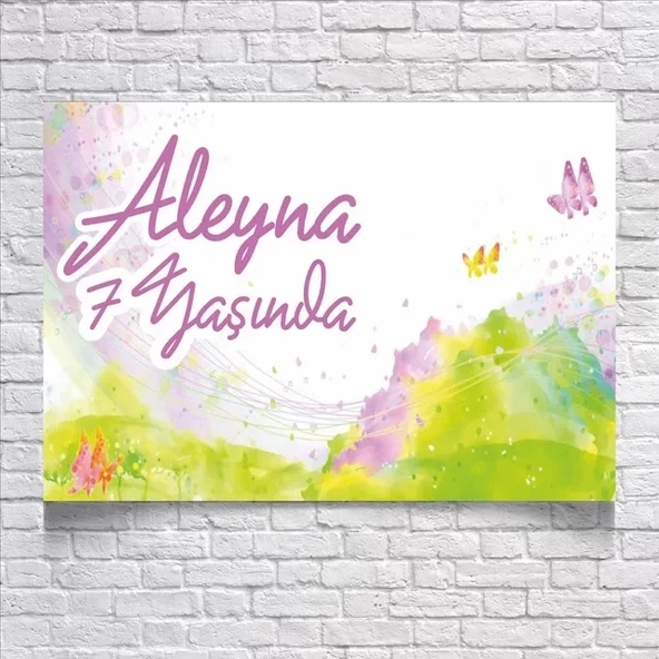 Renkli Kelebek Temalı Doğum Günü Afişi 50X70 cm ürün görseli 1