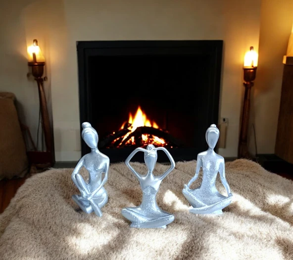 kırılmaz polyester,3 lü yoga yapan beyaz kızlar biblosu ürün görseli 1