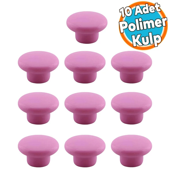 Mantar Kulp Düğme 10 ADET Çekmece Mutfak Mobilya Dolabı Dolap Kulpu Kulbu Plastik Kulp Pembe ürün görseli 1