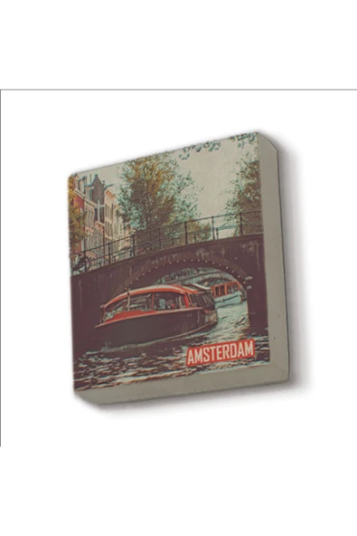 Amsterdam Görseli Baskılı Taş Magnet 5X5 ürün görseli 1