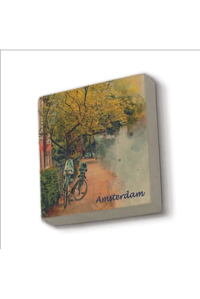Amsterdam Görseli Baskılı Taş Magnet 5X5 ürün görseli 1