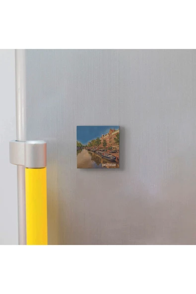 Amsterdam Görseli Baskılı Taş Magnet 5X5 - Resim 2