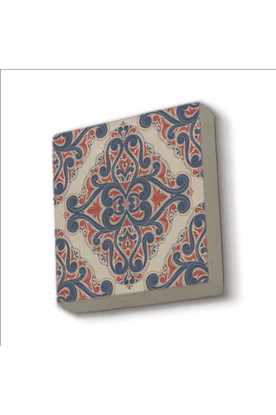İtalyan Çini Deseni Baskılı Taş Magnet 5X5 ürün görseli 1