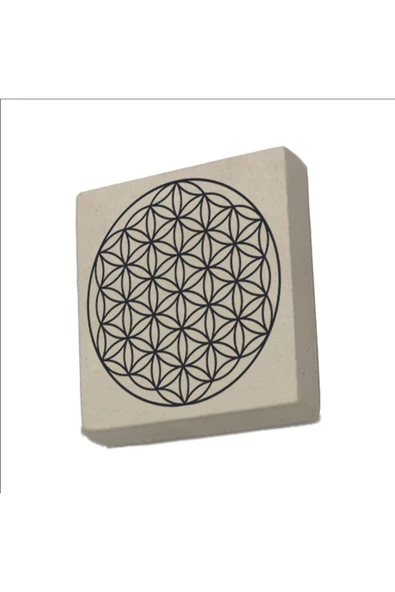 Yaşam Çiçeği Deseni Baskılı Taş Magnet 5X5 ürün görseli 1