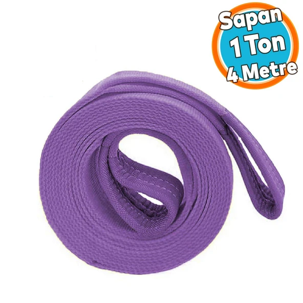 Yük Kaldırma Polyester Spanzet Sapan Lila Renk 1 Ton 4 Metre Sağlam Taşıma İndirme Araç Çekme Halat ürün görseli 1