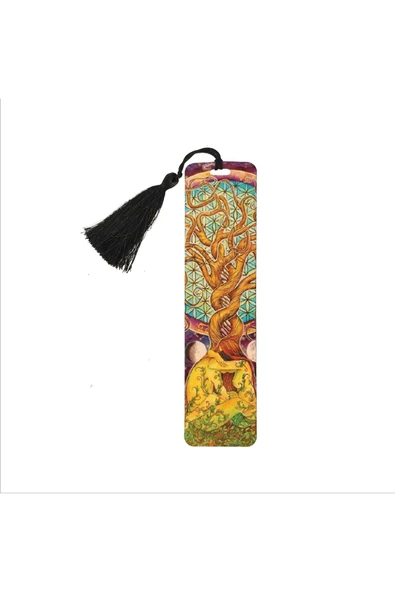 Yaşam Ağacı Baskılı, Püsküllü Kitap Ayracı (hediyelik Bookmark,ayraç-122) ürün görseli 1