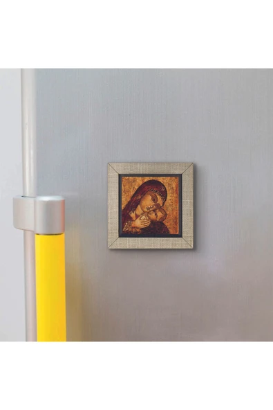 İsa ve Meryem Görseli Baskılı MDF Magnet 7X7 - Resim 3