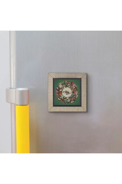 İtalyan Mutfağı  Sembolleri Baskılı MDF Magnet 7X7 - Resim 3