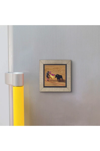 İspanya Boğa güreşi Baskılı MDF Magnet 7X7 - Resim 3