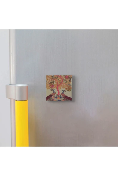 Tavus Kuşları Baskılı Taş Magnet 5X5 - Resim 3