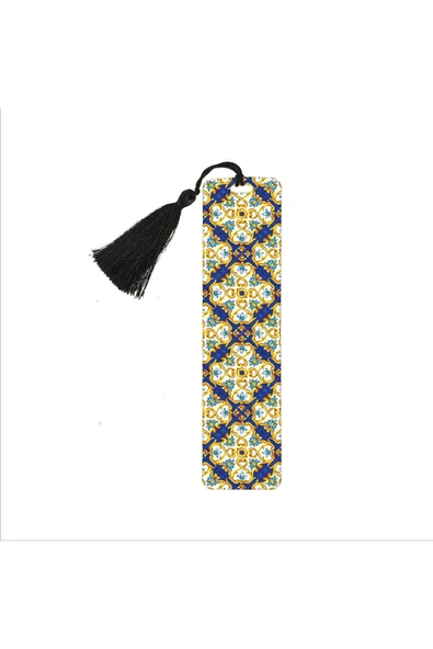 Italyan Desen Baskılı, Püsküllü Kitap Ayracı (hediyelik Bookmark,ayraç-135) ürün görseli 1