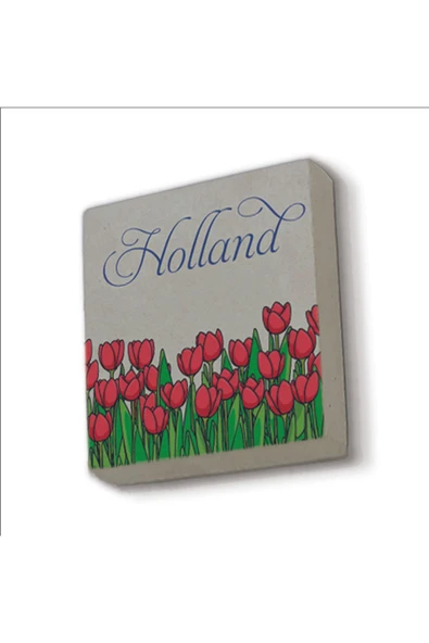 Hollanda Lale Görseli Baskılı Taş Magnet 5X5 ürün görseli 1