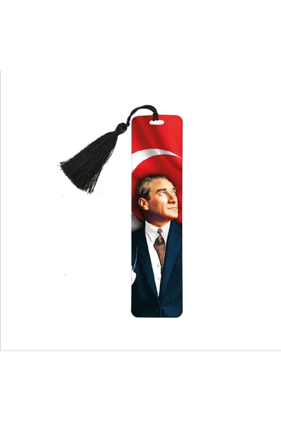 Mustafa Kemal Atatürk Baskılı, Püsküllü Kitap Ayracı (hediyelik Bookmark,ayraç-102) ürün görseli 1