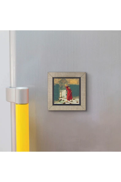 Kaplumbağa Terbiyecisi (Replika) Baskılı MDF Magnet 7X7 - Resim 3