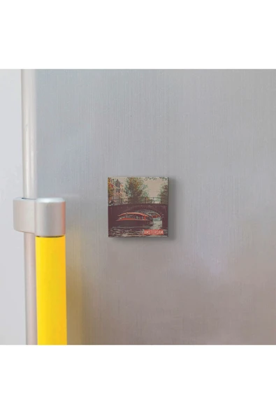 Amsterdam Görseli Baskılı Taş Magnet 5X5 - Resim 2