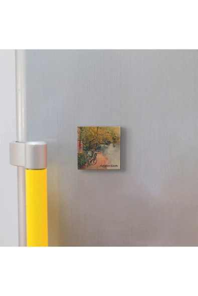 Amsterdam Görseli Baskılı Taş Magnet 5X5 - Resim 2