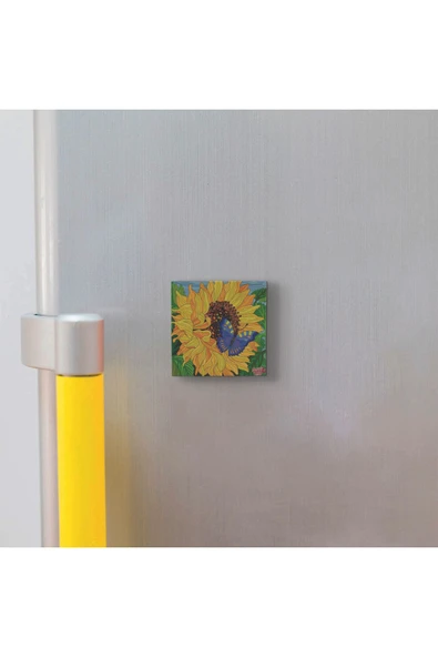 Kelebek Baskılı Taş Magnet 5X5 - Resim 3