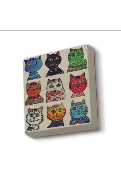 Kediler Baskılı Taş Magnet 5X5 Dekoratif Obje ve Biblo ürün görseli 1