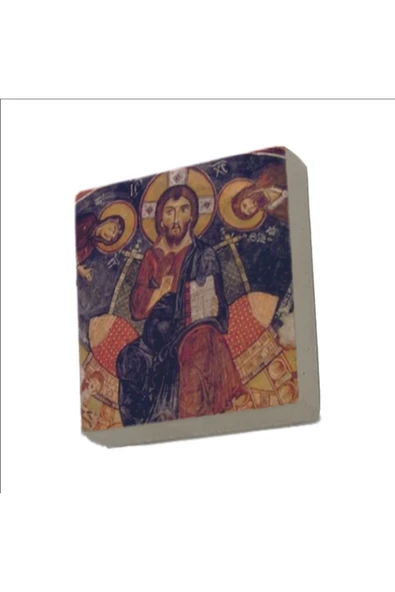 Kapadokya Göreme Karanlık Kilise Freski - Deesis Baskılı Taş Magnet 5X5 ürün görseli 1
