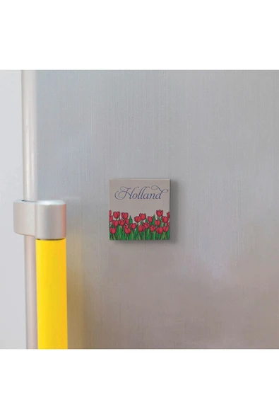 Hollanda Lale Görseli Baskılı Taş Magnet 5X5 - Resim 2