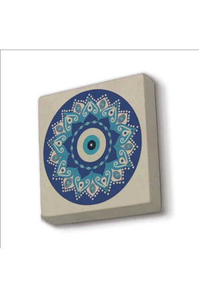 Nazar Boncuklu Desen Baskılı Taş Magnet 5X5 ürün görseli 1