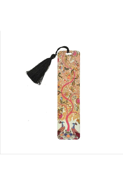 Tavuskuşu Ve Yaşam Ağacı Baskılı, Püsküllü Kitap Ayracı (hediyelik Bookmark,ayraç-121) ürün görseli 1