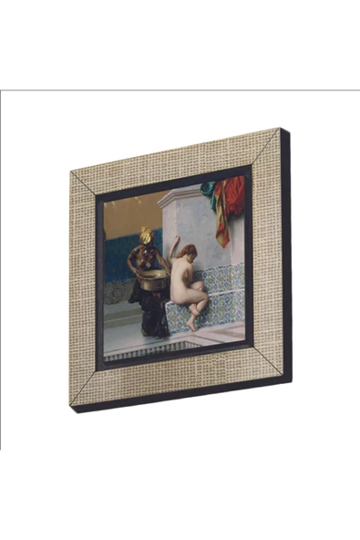 Türk Hamamında İki Kadın (Jean-Léon Gérôme, 1872) Baskılı MDF Magnet 7X7 ürün görseli 1