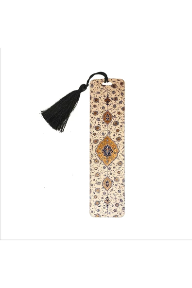 Rumi Desen Baskılı, Püsküllü Kitap Ayracı (hediyelik Bookmark,ayraç-126) ürün görseli 1