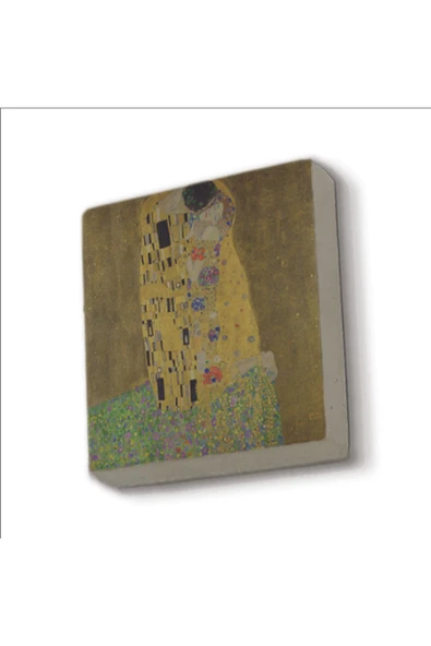 Öpücük (Gustav Klimt, 1907) Baskılı Taş Magnet 5X5 ürün görseli 1