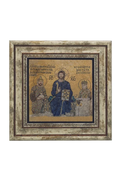 Ayasofya Deesis Mozaiği Baskılı Taş Tablo 25X25 - Resim 2